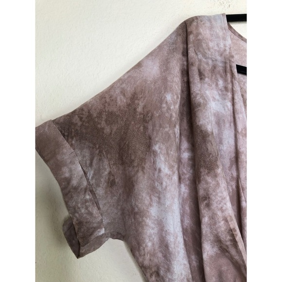 Bucketlist Tie-Waist Jumpsuit Women's Large Short Sleeve Taupe Tie Dye Wide Leg - Picture 12 of 16